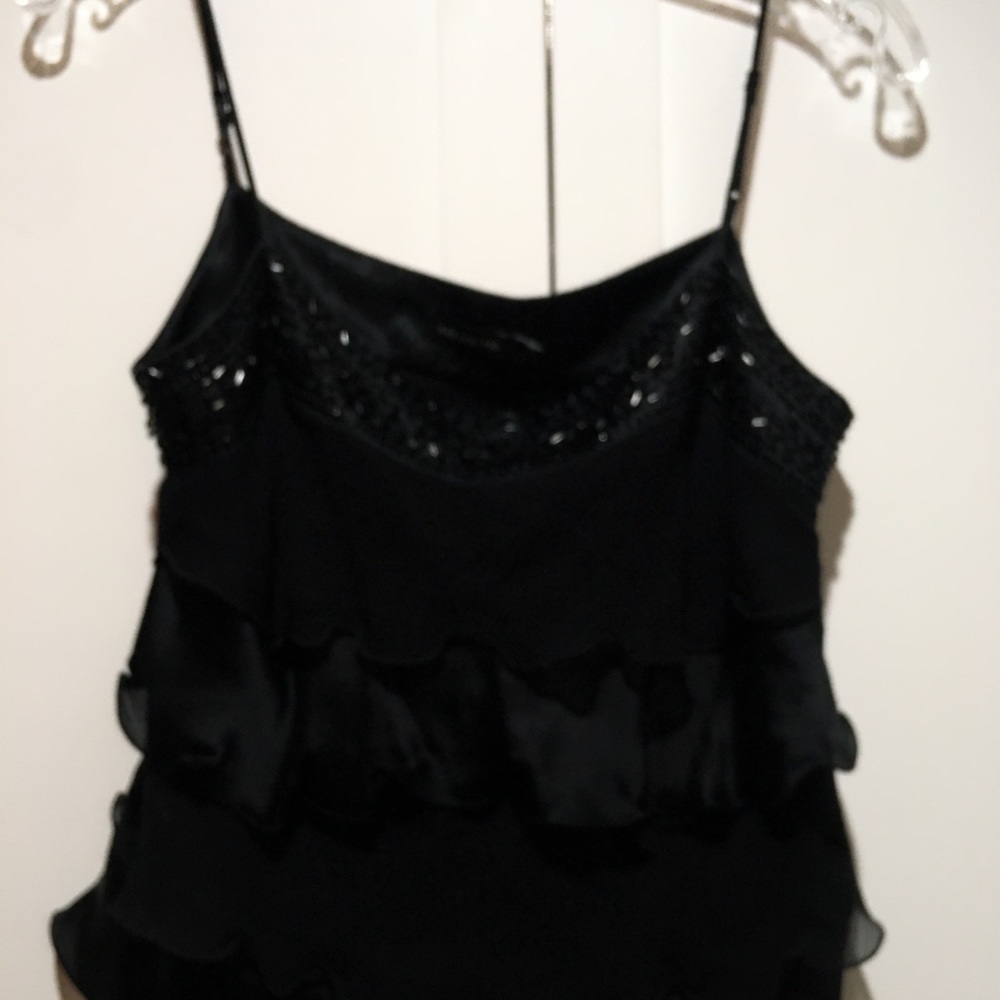 The Limited Size Small Black Embellished Tiered top